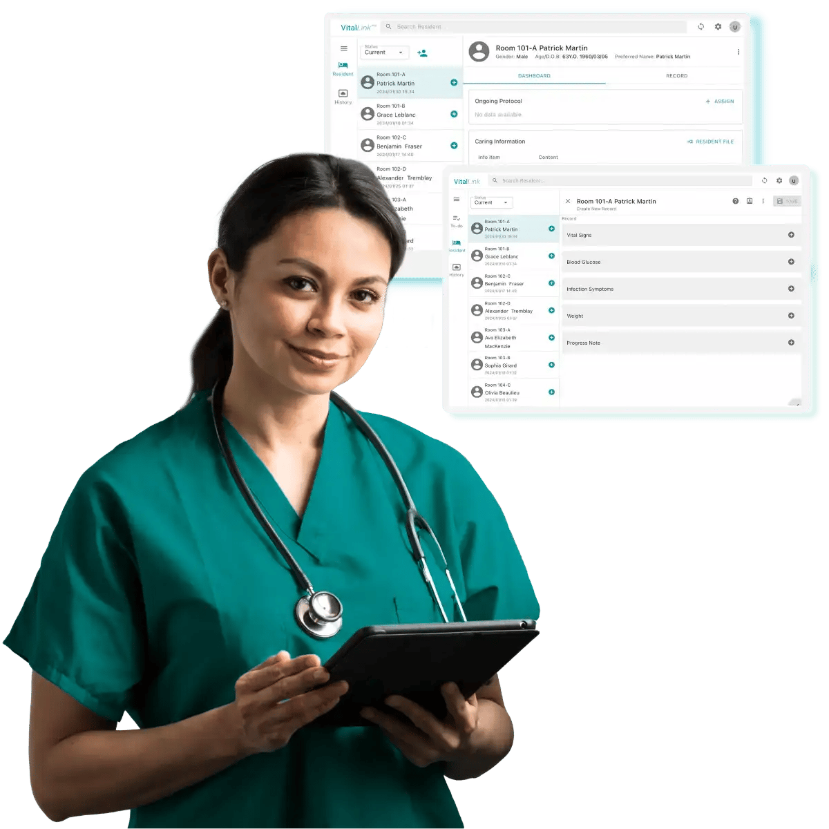 Jubo_health_technologies_home_page_nurse_with_vitallink