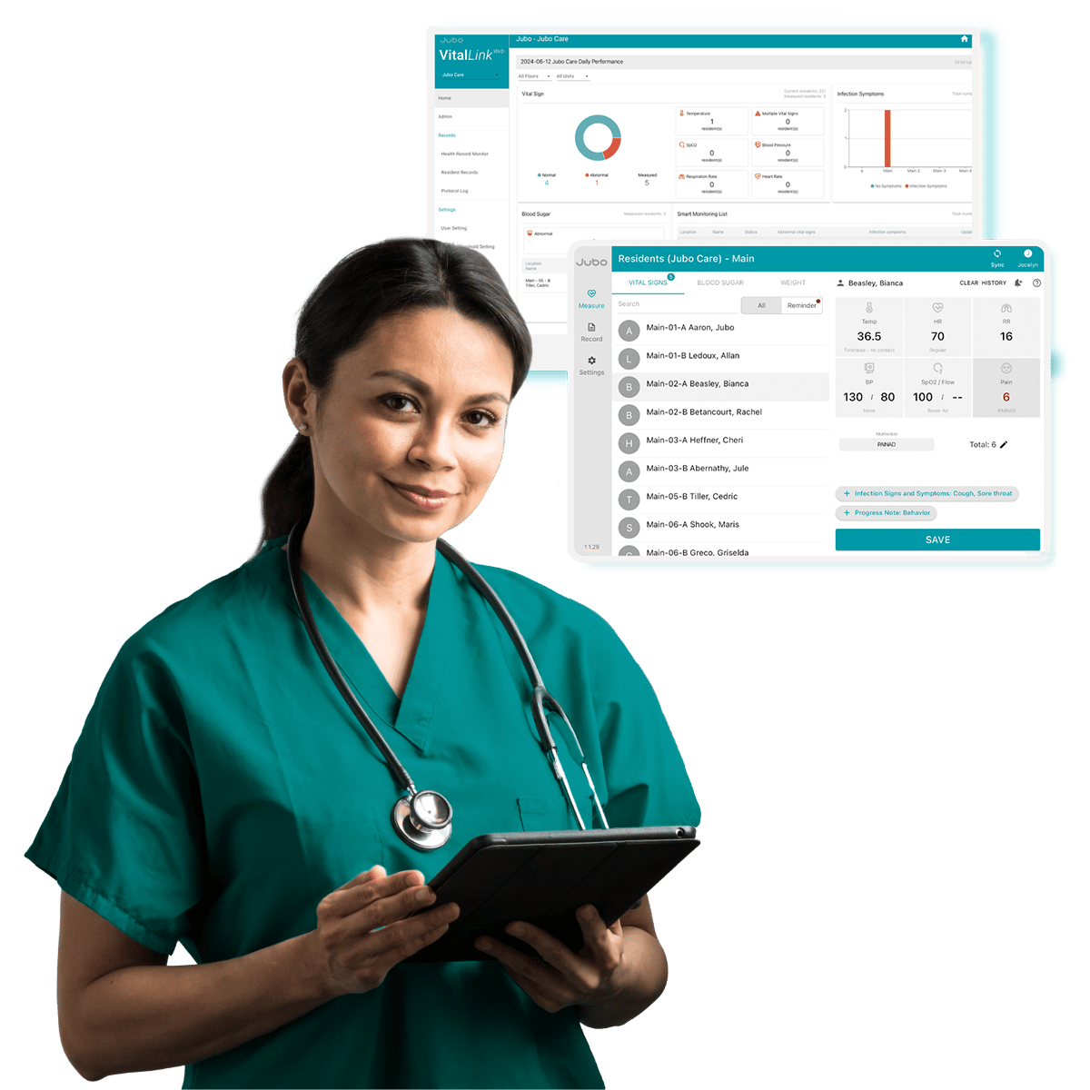 Nurse holding an iPad